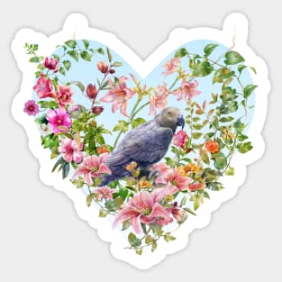 Floral Heart & Parrot Sticker